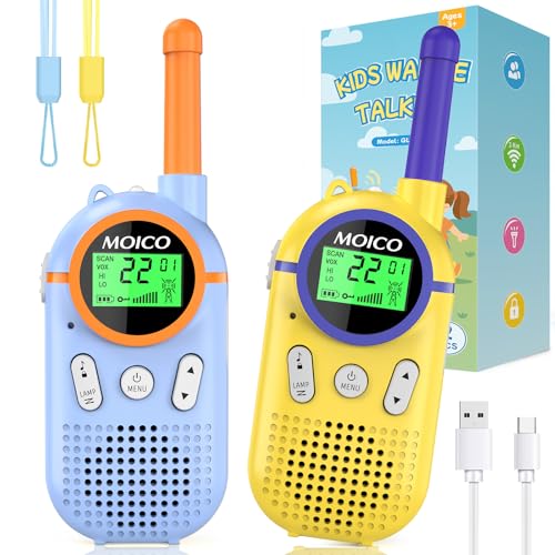 MOICO Toys for 3-12 Year Old Boys Girls,Rechargeable Long Range Walkie Talkies for Kids with 22 Channels,3 4 5 6 7 8 Year Old Kids Gift, Perfect for Outdoor Camping,Hiking,Christmas and Birthday