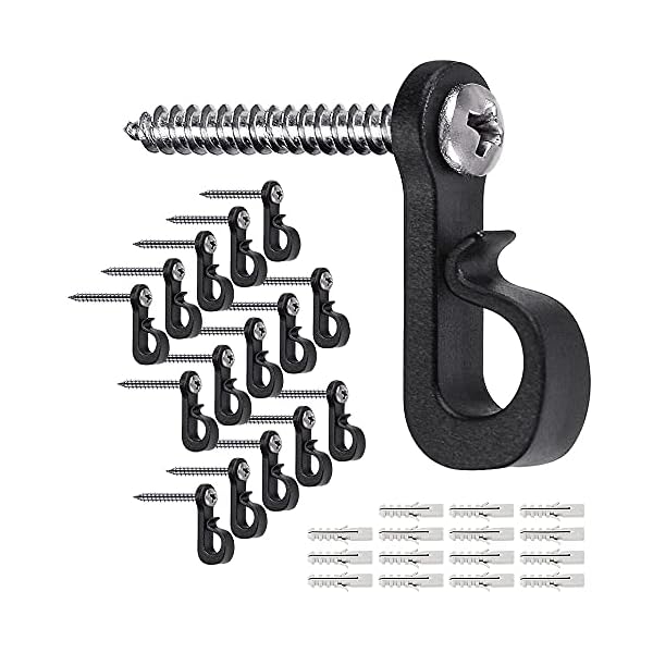 Seleware q hanger hooks for outdoor string lights, christmas light hooks with screw, indoor outdoor light hooks clips for hanging string lights fairy lights patio light