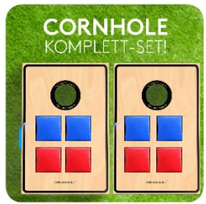 Briliantwerk® Cornhole Spiel Outdoor – Hochwertiges 11-teiliges Echtholz...