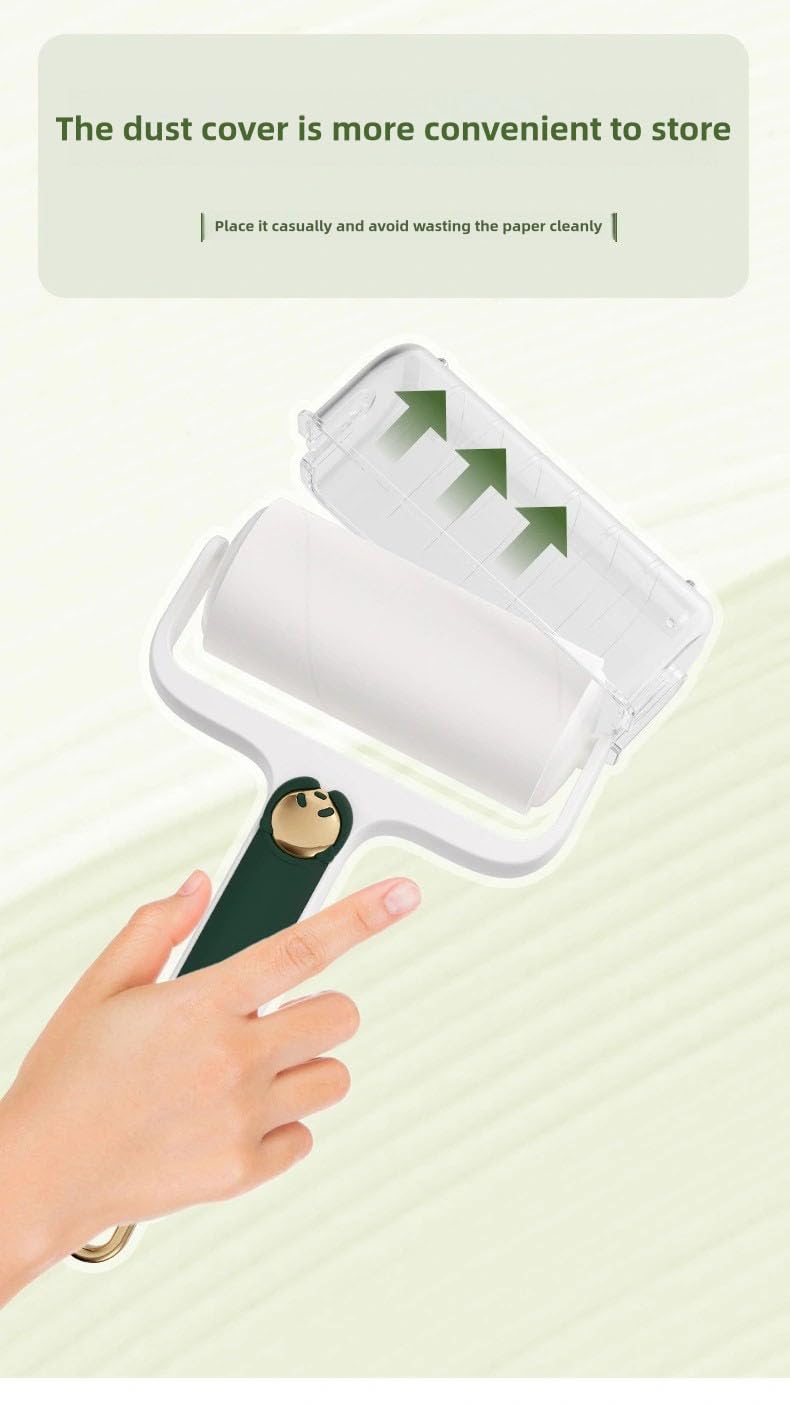 Tragbarer Fusselroller mit 6 Nachfüllrollen (60 Blätter pro Rolle) – 10cm/16cm/24cm, Wiederbefüllbare Kleberolle für Tierhaare, Kleidung & Möbel – Farben: Grün, Beige, Rot, Grau
