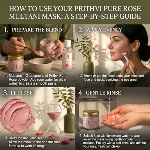 Image of Rose Petal Multani Mitti Face Pack Powder 300g | Natural Rose Petal & Multani Mitti | Skin Brightening & Glow | Deep Cleansing Face & Body Pack | Herbal Clay Mask