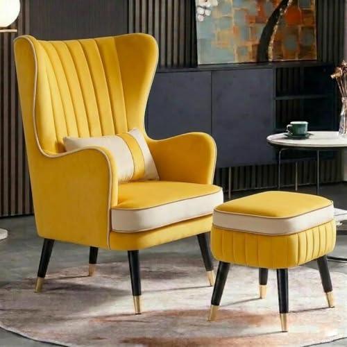 Image of Modern Chair Armchair Single Sofa Chair for Small Apartments, for Living Room or Bedroom Chair (Set of 2 Chairs) (Yellow.)