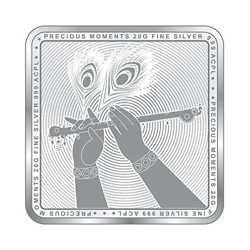 Image of Precious Moments Radha Krishna Silver Coin 10 Gram | 20 Gram | 50 Gram | 100 Gram BIS Hallmarked Round Square Flower Shaped 999 Purity with Gift Box by ACPL