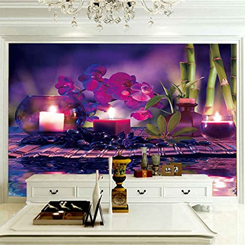 Photo murales bougie fleur violette auto-adhésive repositionnable