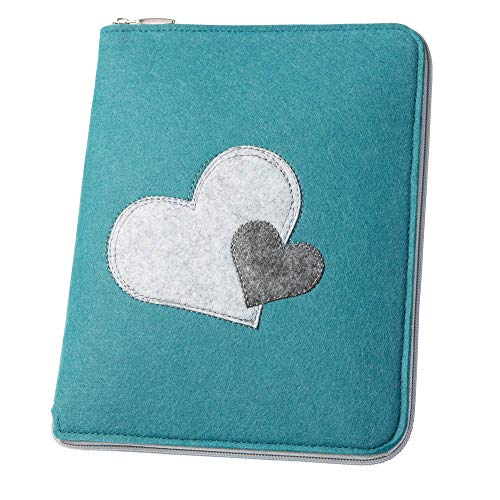 Mom's Organizer 'Herzen' con cremallera para cartilla de embarazo y cuadernos médicos, color azul (color/diseño a elegir), funda de fieltro en A5 Cover