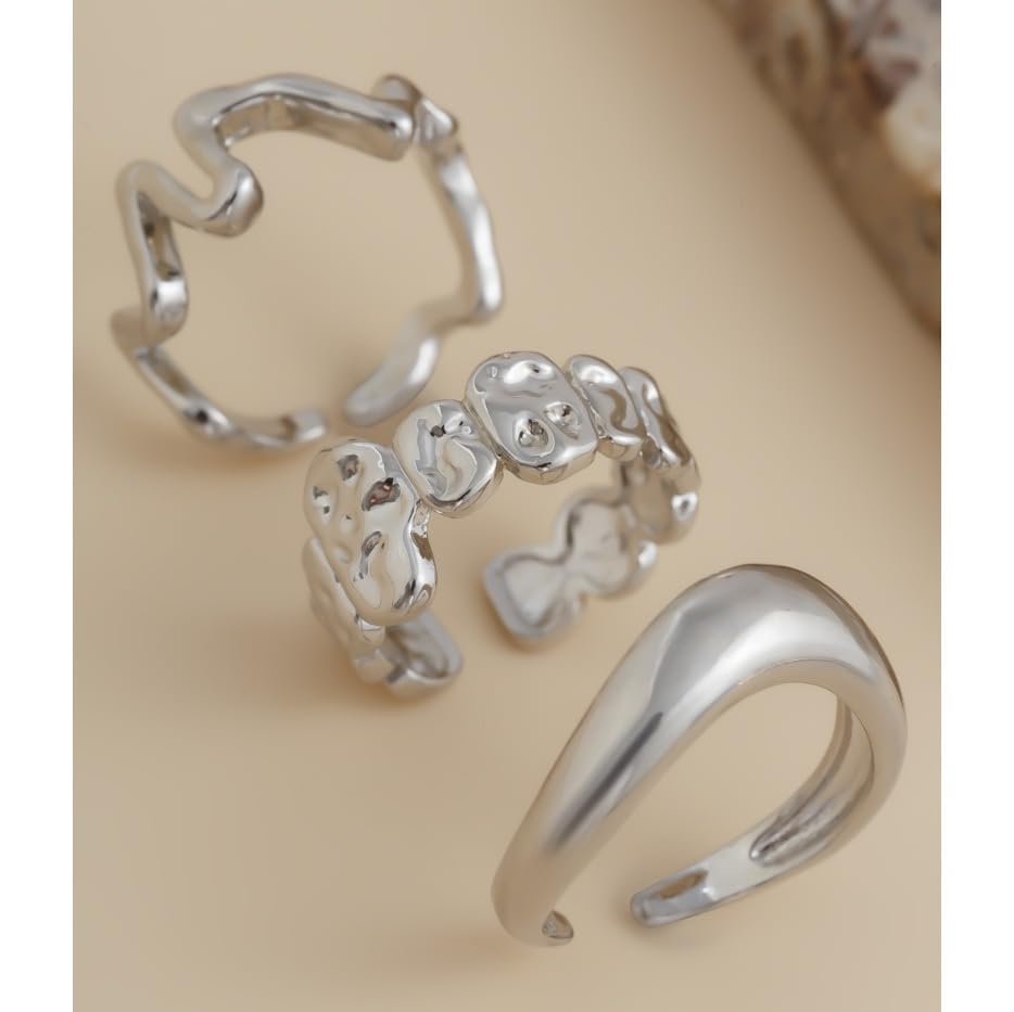 Image of Shining Diva Fashion Combo Set Gold and Silver Plated Rings for Women and Girls Stylish