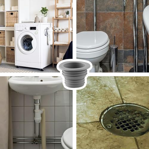 Image of Drain Pipe Seal Hose Silicone Plug,Silicone Sealing Plug Kitchen Pipe Sewer Seal Ring Washing Machine Drain Multipurpose Pipe Connector Bathroom Kitchen Laundry (Grey)