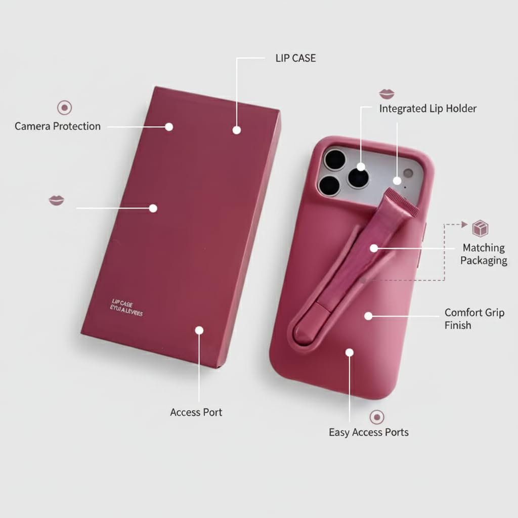 iPhone 15 Series Silicone Phone Case with Built-in Lip Tint Holder and 1 Liptint | Soft Slim Cover for Women & Girls | Makeup Slot Back Cover (Salty tan, iPhone 15) — Amazon image 2