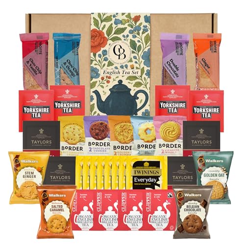 Tea Gift Set and Biscuit Hamper Packed 33 Items Perfect Tea Afternoon Tea Set for Adults. Featuring 12 Different Biscuits and 21 Tea Bags. The Ideal Afternoon Tea hamper Perfect for Occasions