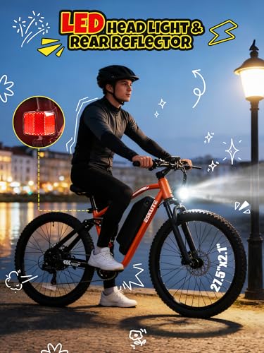 Image of ESKUTE M200F Electric Bike for Adults - 27.5 inch Tire Mountain E-Bike, 1500W Peak Brushless Motor 31+MPH, 48V 20.8Ah Removable Battery, Up to 80 Miles, Step Over Commuter E-MTB, Full Suspensions
