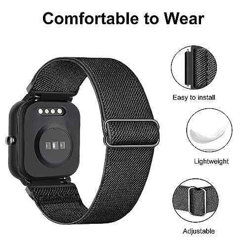 2 Pack Woneligo/Fitpolo IDW13 Stretchy Nylon Watch Bands, Soft Elastic Straps for FITVII H56/ID208 Plus
