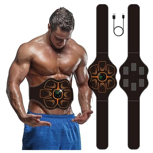 AILEDA Abdominales Electroestimulacion, Electroestimulador Muscular Abdominales, EMS Cinturón Muscular Abdominal - 8 Modos Entrenamiento Abdominal Entrenador