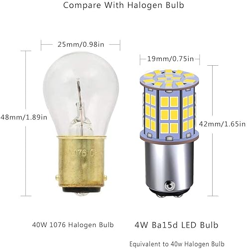 Vista 30 de GRV Ba15d 1142 1076 Bombilla LED 4W 56-2835SMD Super Brillante AC/DC12V-24V 40W Reemplazo halógeno para RV Remolque, Camper, Autocaravana, Luces