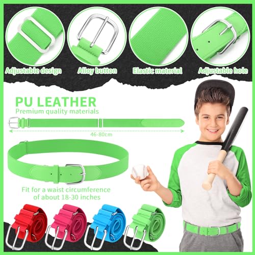 Panitay Youth Baseball/Softball Belt PU Leather Elastic Adjustable Uniform Belt Waist Belt for Boys Girls Youth2
