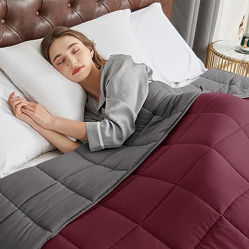 CYMULA Weighted Blanket for Adults (15lbs 60"x80" Queen Size) - Cooling Breathable Heavy Blankets for Summer Winter - Ultra Microfiber Soft Comfort Throw with Glass Beads - Gifts for Men/Women