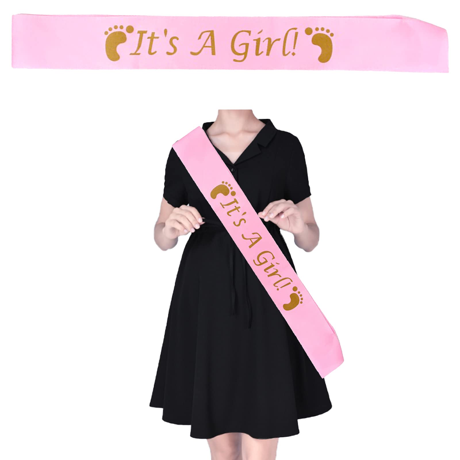 Fascia It’s a Girl Sciarpa per Futura Mamma Fascia Futura Mama Sciarpa Mum to Be per Baby Shower Festa (Rosa)