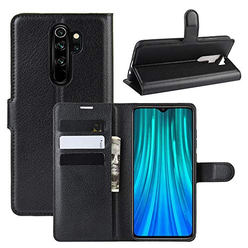 Fertuo Cover Xiaomi Redmi Note 8 Pro, Custodia Portafoglio Cover a Libro in Pelle Flip Case con Silicone Bumper, Fibbia Magnetica, Porta Carte, Kickstand, per Xiaomi Redmi Note 8 Pro, Nero