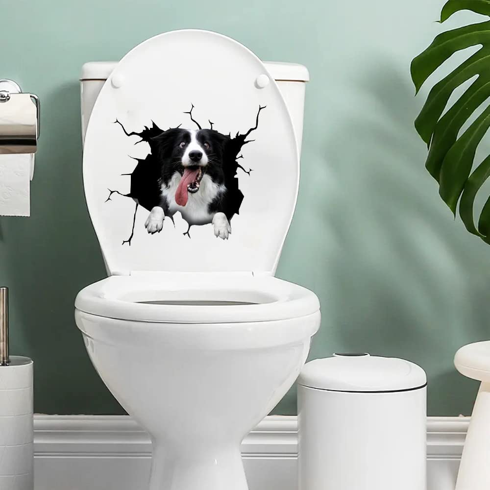 Cute Border Collie Crack 3D naklejka samochodowa, szyba SUV-a, spersonalizowana dekoracja, nadaje się również do lodówki, toalety, notebooka