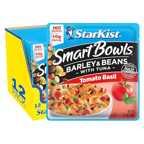 StarKist Smart Bowls Tomato Basil, 4.5 oz Pouch (Pack of 12) - Features Barley & Beans with Wild Caught Light Tuna