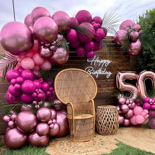 Image of PartyWoo Metallic Pink Large Balloons 4 pcs 36 Inch Giant Big Jumbo Pink Latex Balloons for Birthday Valentine's Day Wedding Baby Shower Anniversary Graduation Party Decorations Pink-G104