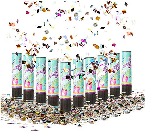 com-four® Popper de fiesta 10x con motivo de unicornio, confeti de colores brillantes para la...