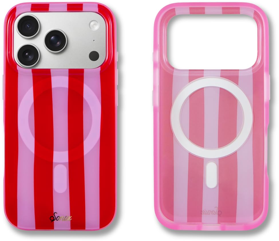 Sonix Case for iPhone 17 Pro | Compatible with MagSafe | 10ft Drop Tested | Jelly Stripe Red/Pink