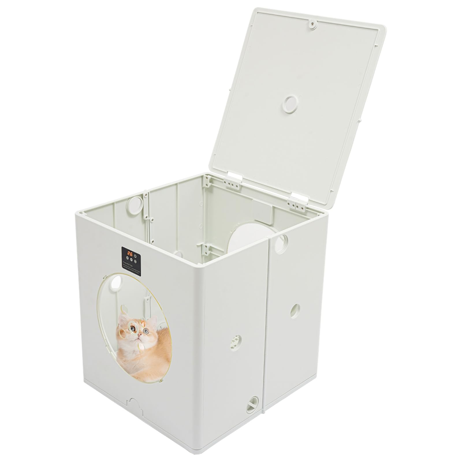 88L Pet Dryer Box 800W Quiet, 35-55℃ Adjustable, 3 Wind Speeds & 90-Min Timer, Clear View Window for Cats & Dogs Up to 44 lbs, Foldable Drying Chamber