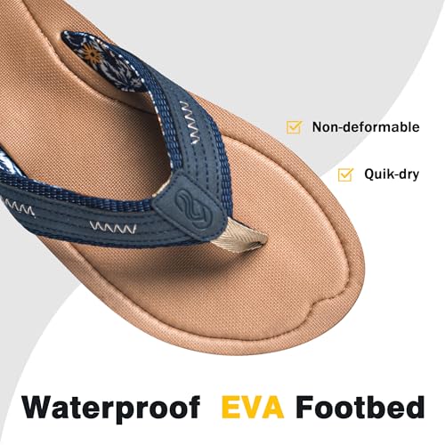 Flip Flops for Men with Arch Support - Waterproof Beach Sandals Non-Slip Hawaiian Print Sandals4