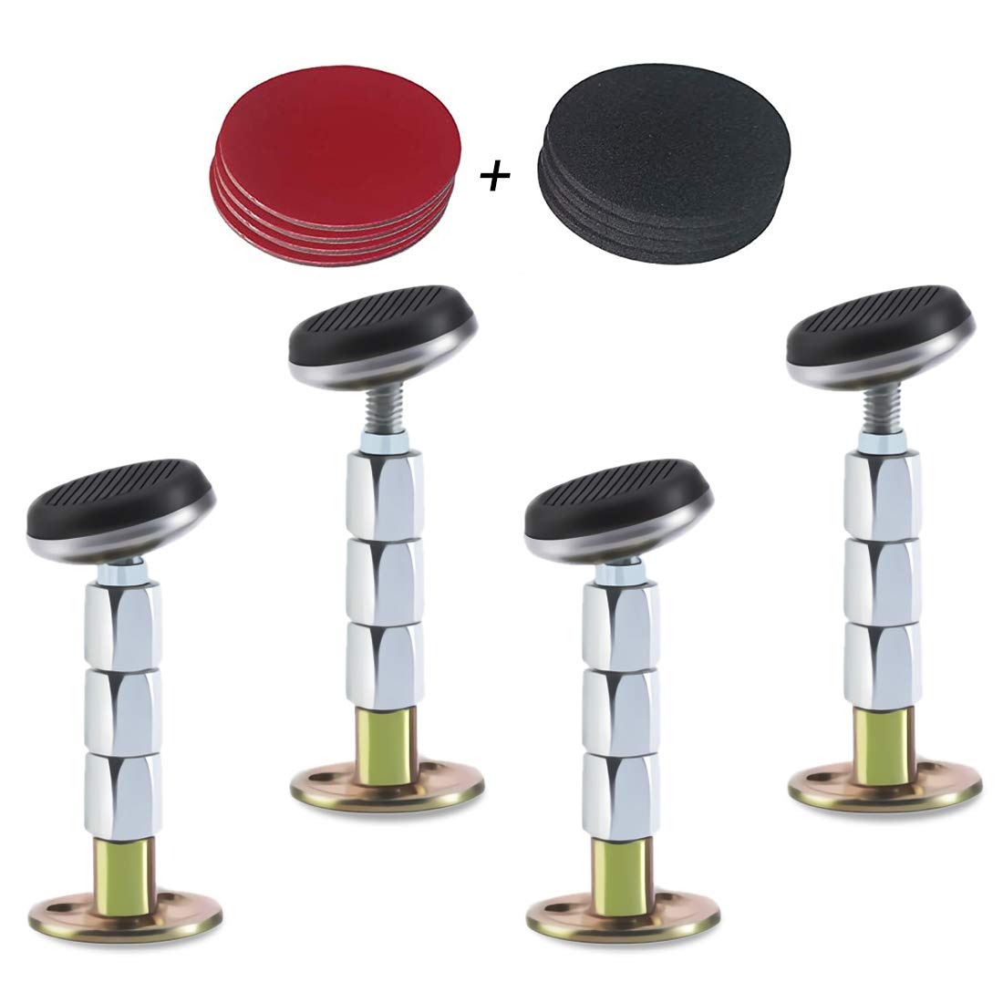 Wailicop Adjustable Threaded Bed Frame Anti-Shake Protectors Tool for Bed, Bedside Headboard Stoppers Anti Shake Telescopic Support Stabilizer 4 Pcs (XL About(80-118Mm))