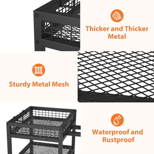 HavenlyYouth Garden Tool Organizer with Wheels-Movable Garden Tool Rack with Storage Hooks for Long-Handled Tools/Rakes/Brooms/Shovels,Heavy Duty Metal Garden Tool Storage for Garage,Shed,Garden,Black