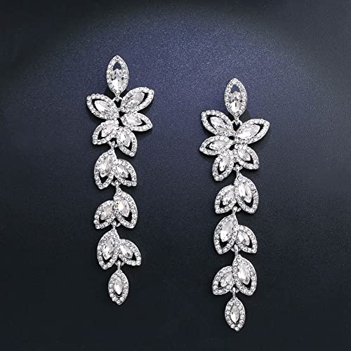 Boucles d'oreilles en cristal haut de gamme LAMGUL design feuilles suspendues pour femmes