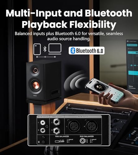 Edifier MR5 2.0 Studio Monitor Bookshelf Speakers, 110W(RMS), Hi-Res Audio, Bluetooth 6.0, 3-Way Active Design, Room Compensation, XLR/TRS/RCA Inputs, Compact Size for Home Studio & Music - Black - Thumbnail 3