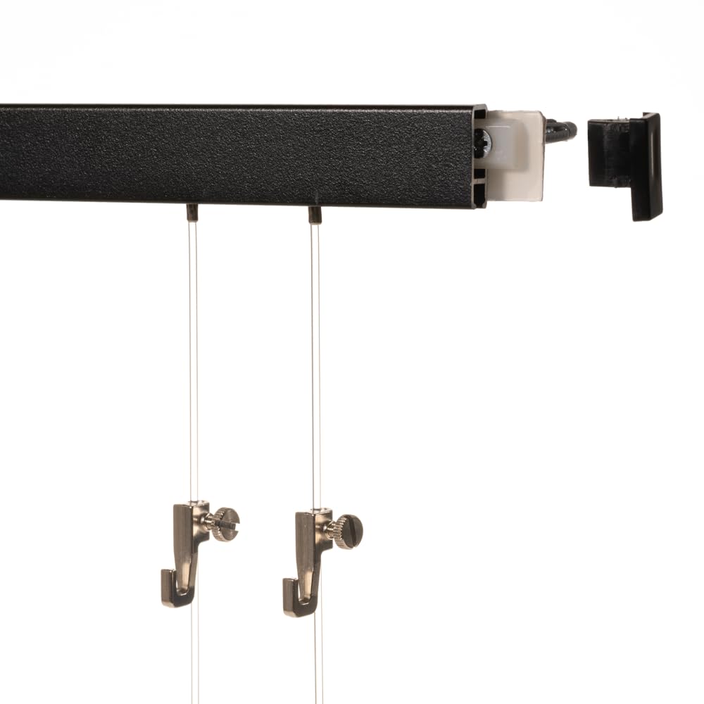 2 Meter (1 x 2m) SOFT-RAIL® Bilderschienen Set BUDGET (M), Schwarz Feinstruktur, versch. Längen und Farben