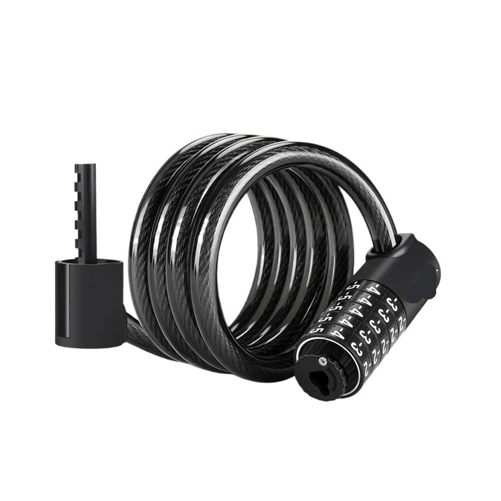 Candado antirrobo for bicicleta, combinación de 5 dígitos, resistente al agua, con cable, for motocicleta y eléctrica, 90 a 150 cm Candado para bicicleta(150cm)