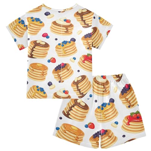 Pajama Short Sets Traditional Pancake Soft Cotton Summer Sleepwear 2 Piece PJS Size 5-14T2
