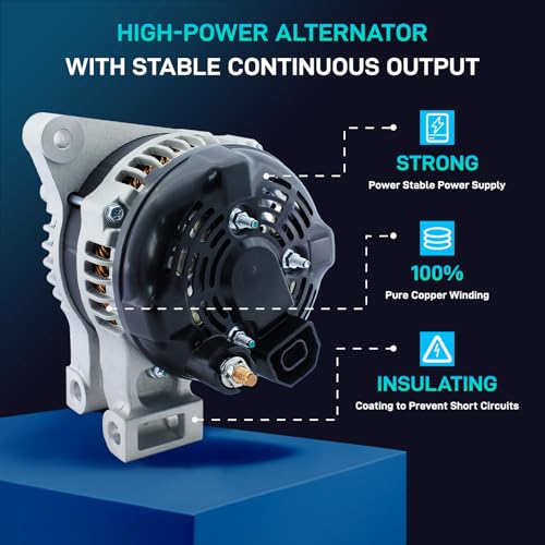 Image of New Alternator Compatible with Chevy 08-09 13-16 3.6 Equinox, 2008-2012 Malibu, 2013-2017 GMC Terrain, 2008 2009 Pontiac Torrent Saturn Aura, 2007-2009 Suzuki XL-7, 2008-2010 Vue 1042102890, 11250N