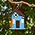Glitzhome 10" H Hanging Birdhouse Modern Solid Wood Blue Decorative Garden Bird House for Outdoor