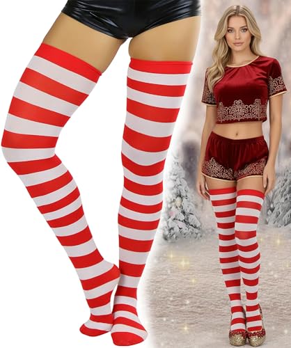 Image of ToBeInStyle Women's Vibrant Horizontal Wide Striped Thigh High Stockings