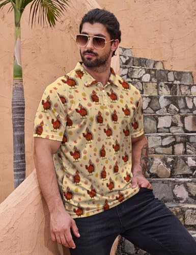 Mens Golf Polo Shirts Funny Hawaiian Golf Short Sleeve Print Shirts Quick-Dry Fit Performance Polo Shirts for Men4