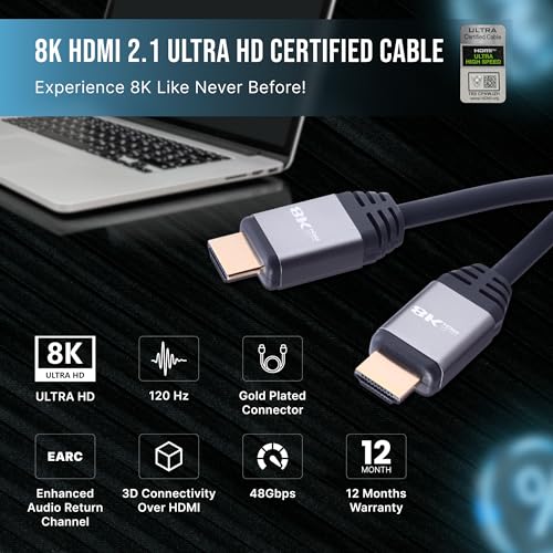 Image of Nextech 8K HDMI 2.1 AOC Cable 15M (49.2 Feet) | 48Gbps Ultra High Speed | 8K@60Hz, 4K@120Hz | Dynamic HDR, eARC | Gaming Ready | Certified Long Distance Cable