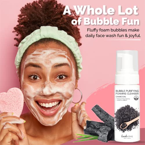 Lookatme Korean Face Wash For Sensitive Skin - Water Based Bubble Skincare Cleanser - K Beauty Natural Acne Foaming Cleaner - Hydrating Skin Care Cleansing Foam With Low Ph - Charcoal #TOP4