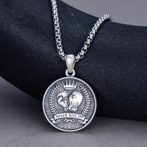 Boxing Glove Necklace - 925 Sterling Silver Boxing Glove Pendant - Hip Hop Punk Jewelry - Gifts for Men & Women2