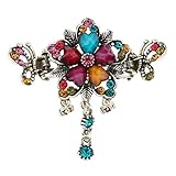 Retro Antique Metal Hair Claw Clips, Crystal Non Slip Flower Hair Clamp Pins, Tassel Dangle Hair Gri