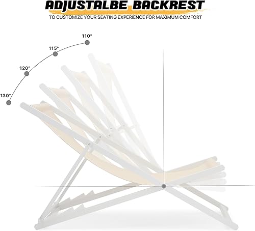 Miniatura 5 de MoNiBloom Juego de 2 sillas plegables ajustables para exteriores, para playa, patio, con marco de aluminio, sillas plegables (beige)