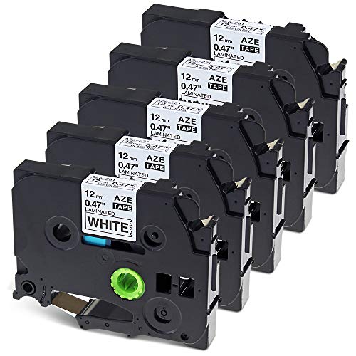 Wonfoucs Ruban pour Étiqueteuse Compatible pour Brother P-Touch 12mm TZe-231 TZe231 Ruban Cassettes pour PT-H100LB PT-H100 GL-H100 PT-H101C PT-1000 PT-1010 PT-1080(Pack de 5, Noir sur Blanc)