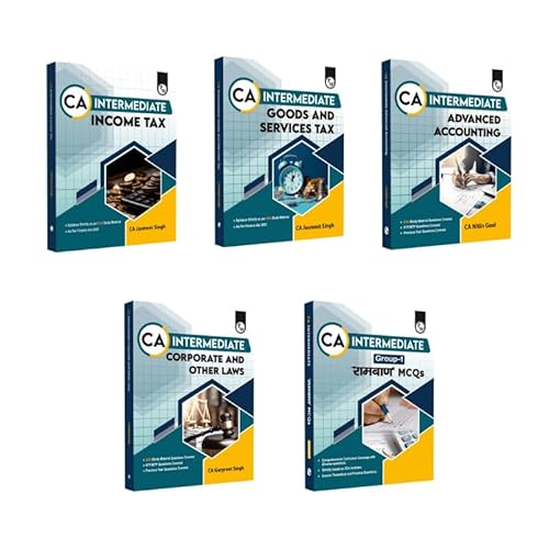 PW CA Intermediate Group 1 Advanced Accounting, Corporate and Other Laws, Income Tax, Goods and Services Tax, CA Intermediate Group 1 Ramban MCQ's Combo Set of 5 Books