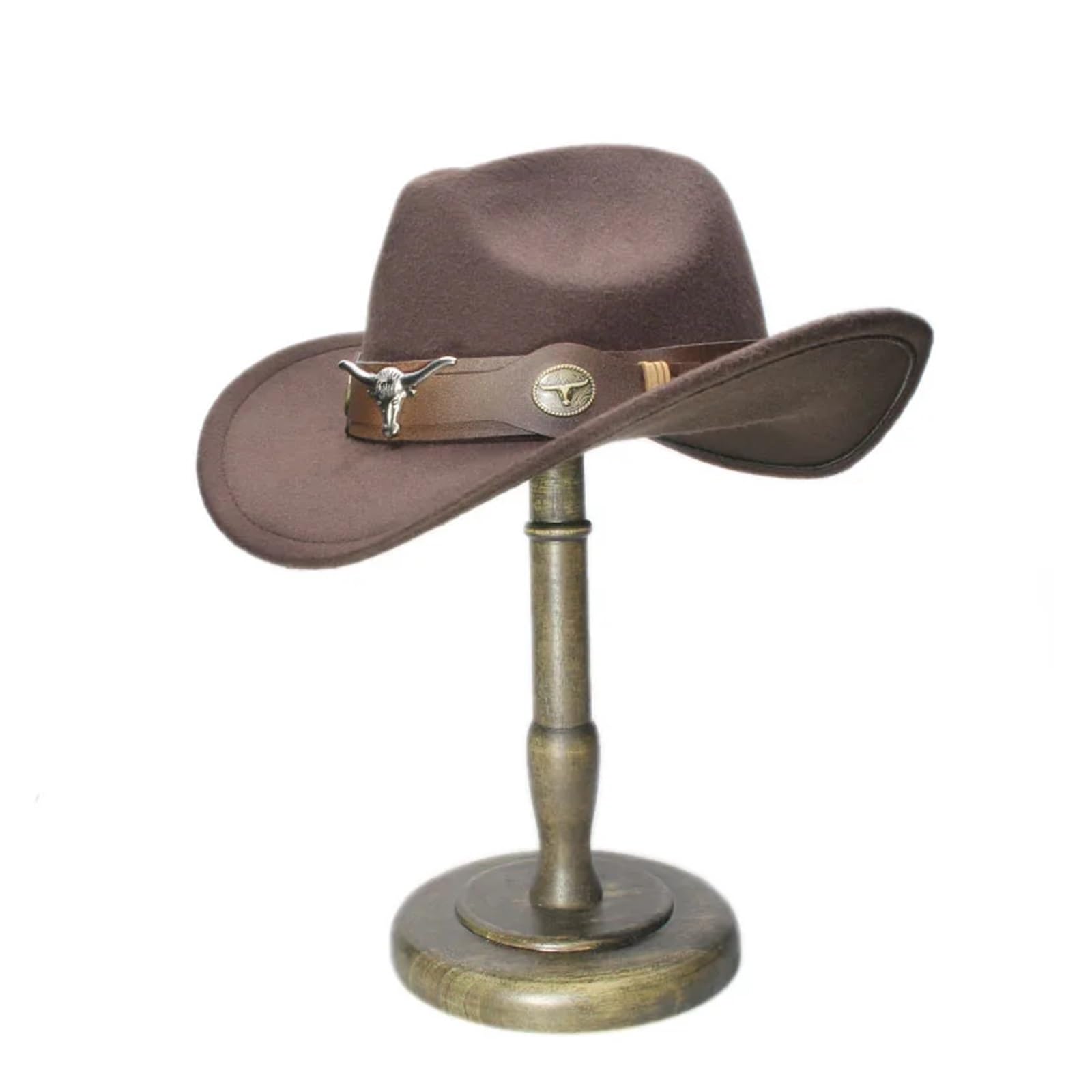 Sombrero Cowboy Sombrero de vaquero ala ancha lana vintage for mujer y hombre, gorra vaquera con bombín Retro