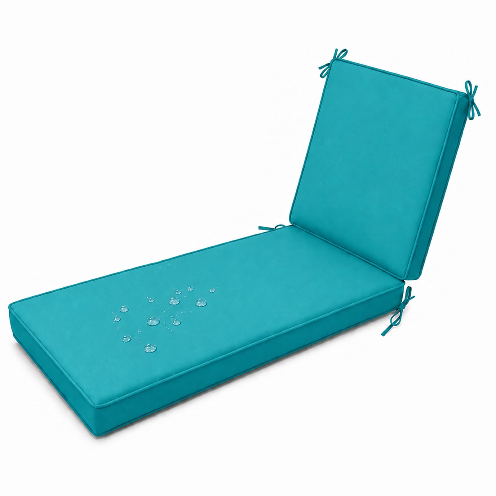 Waterproof Sun Lounger Cushion, Thick Padded Garden Recliner Chair Cushion