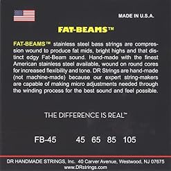 DR String FB-45 Fat-Beam Jeu de cordes pour guitare basse - Les Beatles, Paul McCartney, John Lennon, RIngo Starr, George Harrison DR String FB-45 Fat-Beam Jeu de cordes pour guitare basse – Image 3