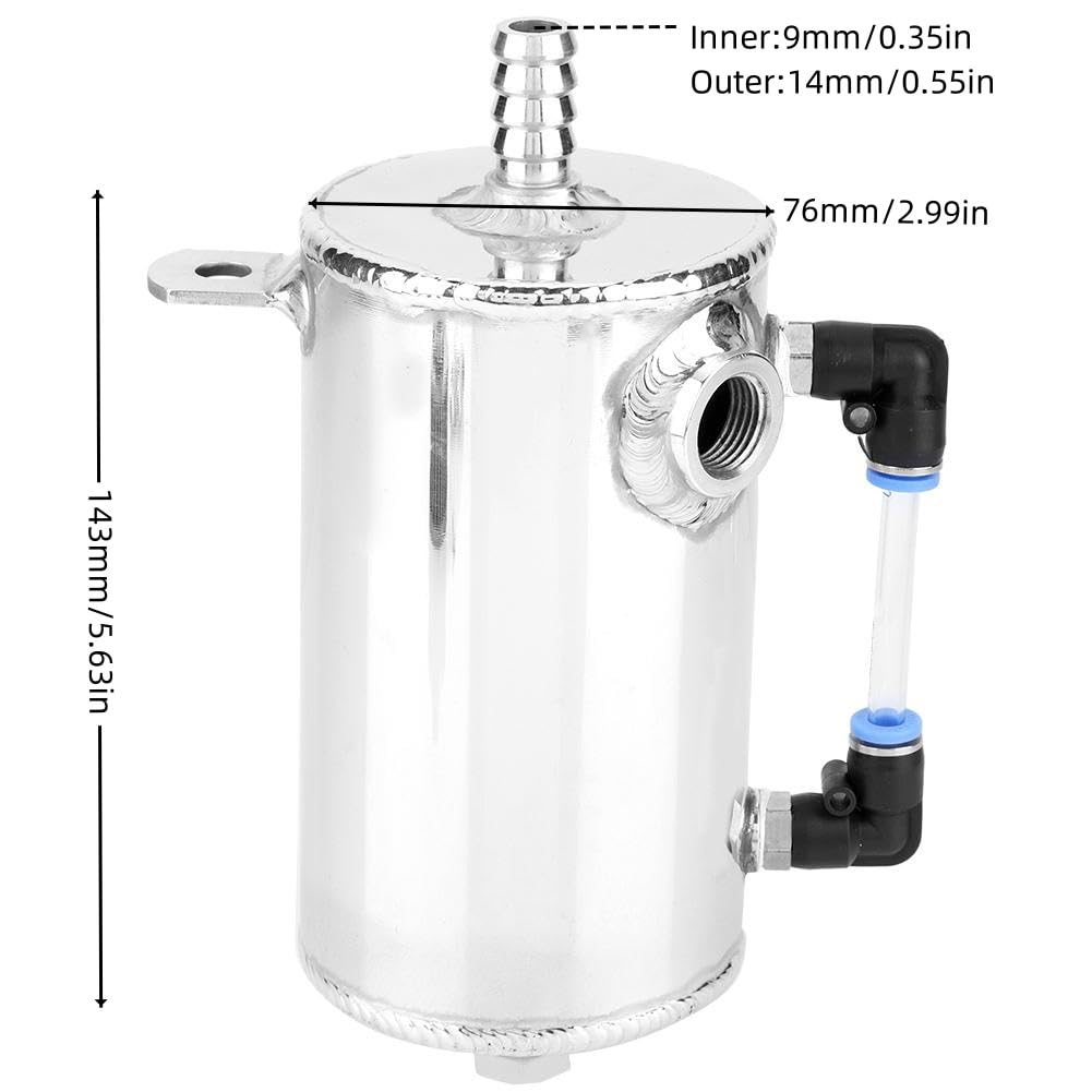 KSTE Oil Catch Can, 0.5L Universal Oil Catch Can en Alliage d'aluminium reniflard Réservoir Réservoir avec Filtre à air